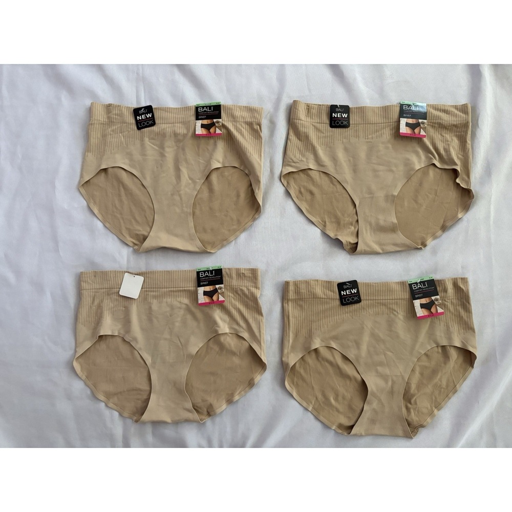 NEW Bali Comfort Revolution Modern Seamless Brief Tan Panty 4 Pair XLarge DFMSBF